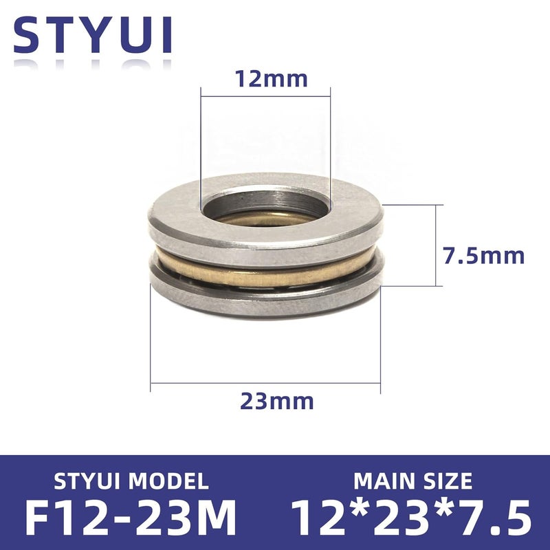 STYUI (10Pcs) F12-23M Miniature Thrust Ball Bearings 12mm x 23mm x 7.5mm Miniature Plane Thrust Bearings Chrome Steel One Way - Image 3